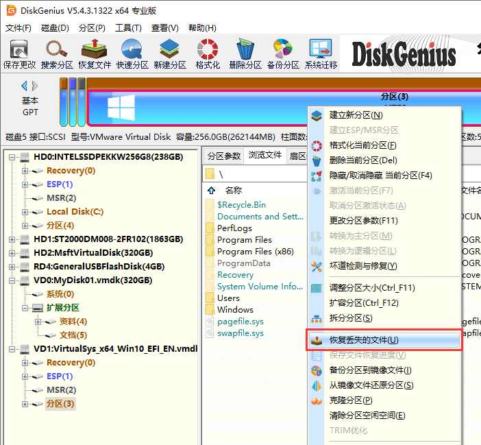 用DiskGenius操作虚拟磁盘