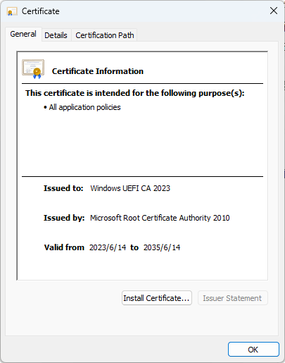 UEFI 安全启动证书